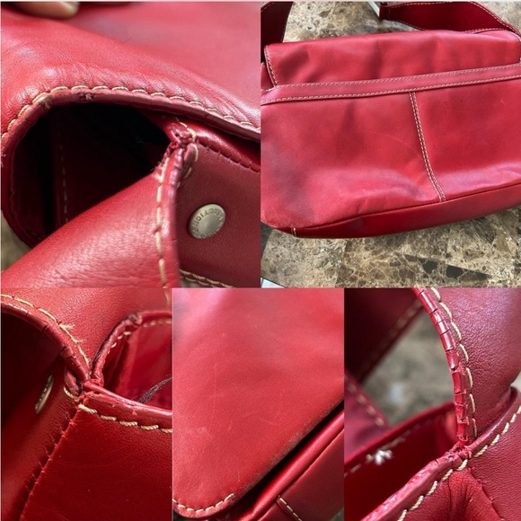 Reaction Kenneth Cole Leather Shoulder bag red with a vintage vibe. - Picture 6 of 16